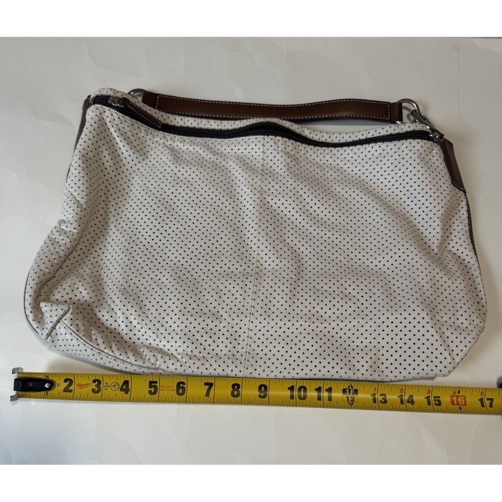 Sazaby Women's Shoulder Bag Cream / Brown Leather With Dust Bag - Picture 8 of 9